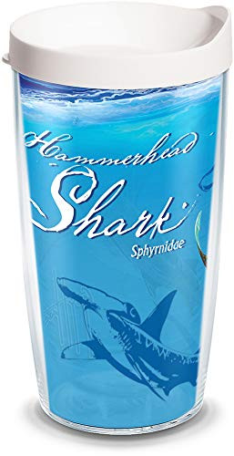Tervis 1077004 Guy Harvey - Hammerhead Shark Tumbler with Wrap and White Lid 16oz, Clear