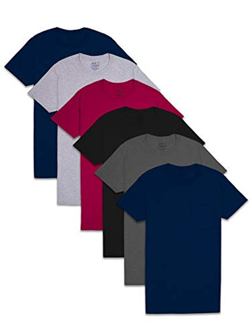 Fruit of the Loom Mens Pocket T-Shirt Multipack 6 Pack - Assorted Colors X-Large