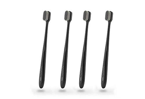 Zahn Ultra Soft Toothbrush for Sensitive Gums Micro Fine Nano Bristles Tooth Brush Black-4pack
