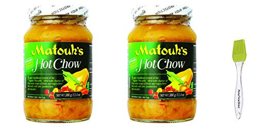 Matouks Hot Chow 13_5 oz Pack of 2 Bundled with PrimeTime Direct Silicone Basting Brush in a PTD Sealed Bag