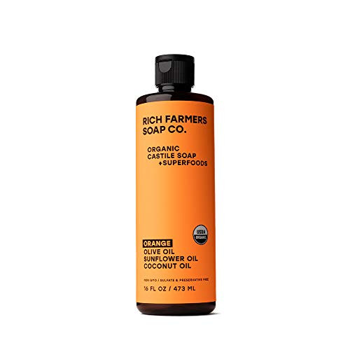 Rich Farmers Organic Liquid Castile Soap Orange - 16 oz - Sunflower Olive and Coconut Oils Rich Farmers Organic Liquid Castile Soap Orange - 16 oz - Sunflower Olive and Coconut Oils