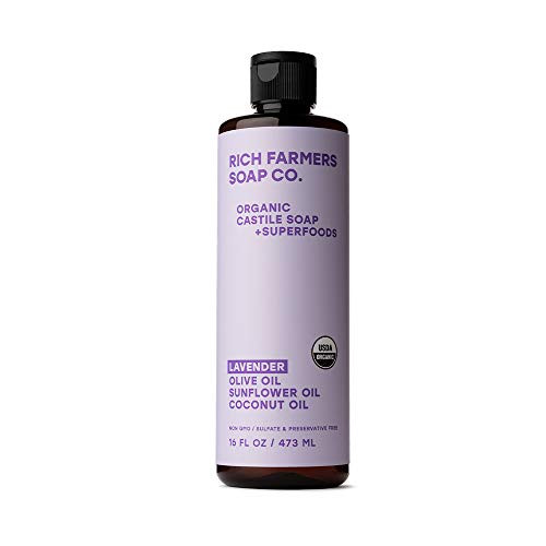 Rich Farmers Organic Liquid Castile Soap Lavender - 16 oz - Sunflower Olive and Coconut Oils Rich Farmers Organic Liquid Castile Soap Lavender - 16 oz - Sunflower Olive and Coconut Oils