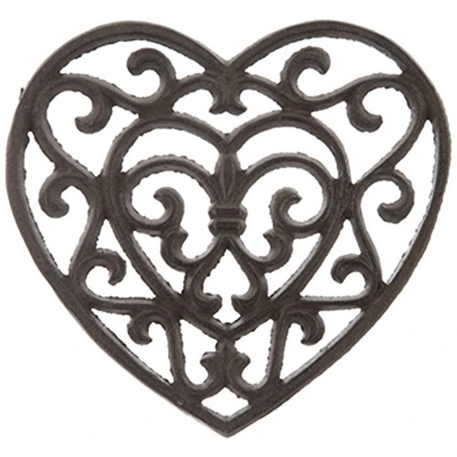 Rust Cast Iron Metal Kitchen Trivet or Home Wall Decor (Heart)