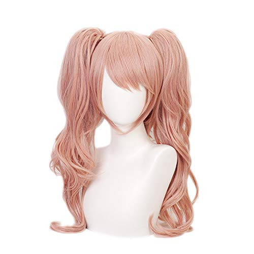 Aadesso Junko Enoshima Cosplay Wigs for Danganronpa Costume Long Pink Hair Wig and 2 Bears Cute Lolita Synthetic Wigs for Party Halloween
