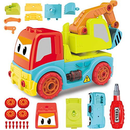 Take Apart Digger Toddler Kids Toys for 3 4 5 6 7 Year Old Boys Gifts Trucks Construction Car Stem Building Toys with Play Kit Screwdrivers Engineering Set Drill Toys