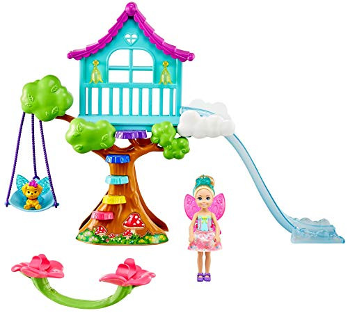 Barbie Dreamtopia Chelsea Fairy Doll and Fairytale Treehouse Playset with Seesaw Swing Slide Pet and Accessories Gift for 3 to 7 Year Olds Barbie Dreamtopia Chelsea Fairy Doll and Fairytale Treehouse Playset with Seesaw Swing Slide Pet and Accessories Gift for 3 to 7 Year Olds