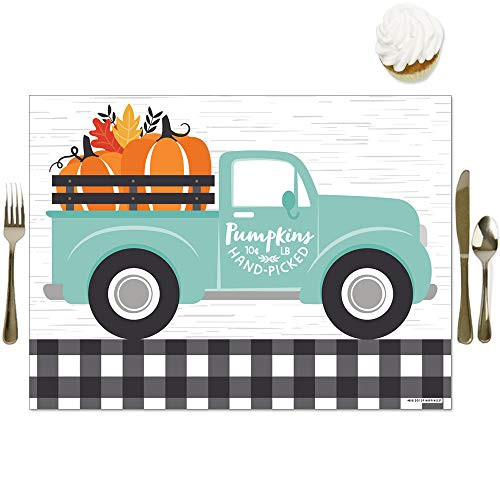 Big Dot of Happiness Happy Fall Truck - Party Table Decorations - Harvest Pumpkin Party Placemats - Set of 16 Big Dot of Happiness Happy Fall Truck - Party Table Decorations - Harvest Pumpkin Party Placemats - Set of 16