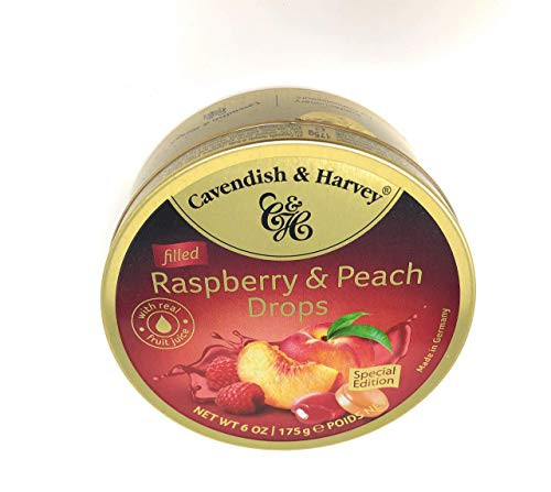Cavendish  and  Harvey Limited Edition Raspberry and Peach Candy Drops Real Fruit Juice Filled 1 - SET OF 2