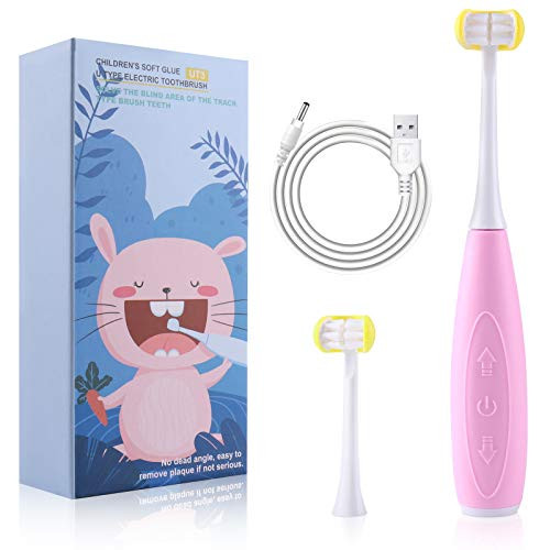 Cellena Kids Auto Toothbrush U31 Sonic Electric Toothbrushes Food Grade Silicone Triple Bristles 2 Brush Heads Pink