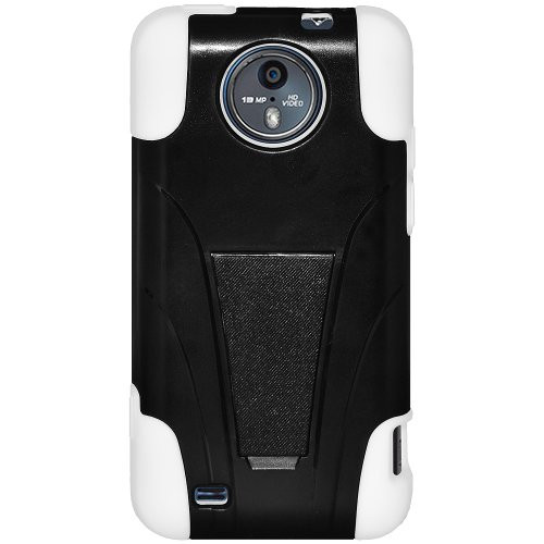 Amzer AMZ95973 Double Layer Hybrid Case Cover with Kickstand for ZTE Vital N9810 - Retail Packaging - White/Black Amzer AMZ95973 Double Layer Hybrid Case Cover with Kickstand for ZTE Vital N9810 - Retail Packaging - White/Black