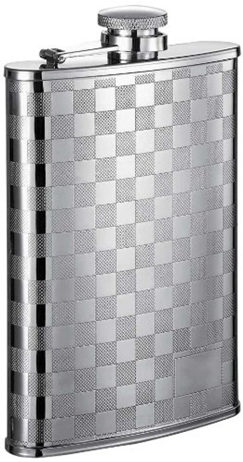 Visol"Mate" Stainless Steel Hip Flask, Checker Design, 8-Ounce, Chrome