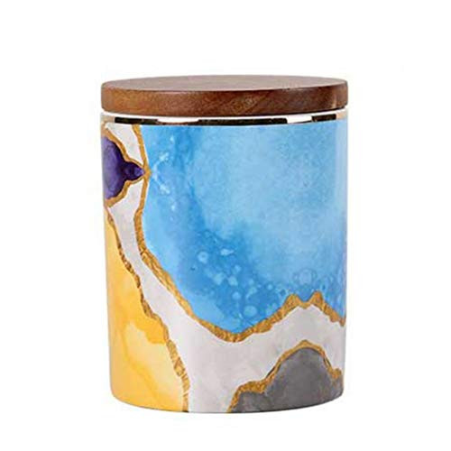 Ceramic Kitchen Canisters Food Storage Jar with Airtight Wooden Lid Modern Design Cereal Storage Canister for Coffee Sugar Tea Spice and More 12_89_8cm 22_3 oz660ml