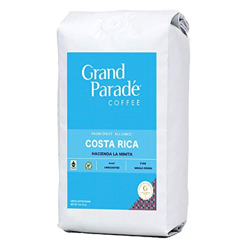 2 LB Unroasted Green Coffee Beans - Costa Rica Tarrazu Rainforest Alliance Certified - Award Winning Hacienda La Minita Single Origin - Specialty Arabica - Fair Trade - Fresh Crop