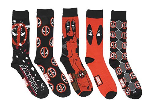 Deadpool Marvel Comics Character Logos Crew Socks 5 Pair Pack Deadpool Marvel Comics Character Logos Crew Socks 5 Pair Pack