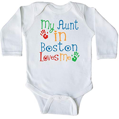 inktastic My Aunt in Boston Loves Me Long Sleeve Creeper Newborn White 39b53