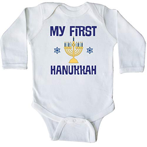 inktastic My First Hanukkah Celebration Long Sleeve Creeper Newborn White 3c816
