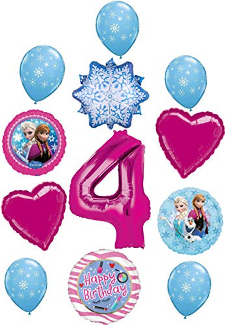 Frozen Party Supplies 4th Birthday Balloon Bouquet Decorations Elsa Anna and Olaf Let It Snow