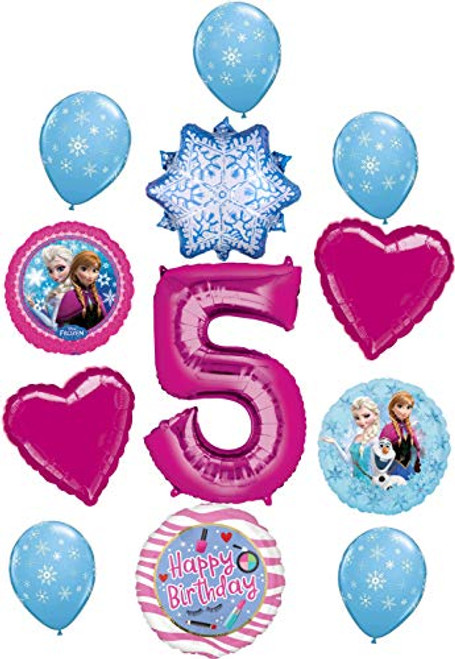 Frozen Party Supplies 5th Birthday Balloon Bouquet Decorations Elsa Anna and Olaf Let It Snow