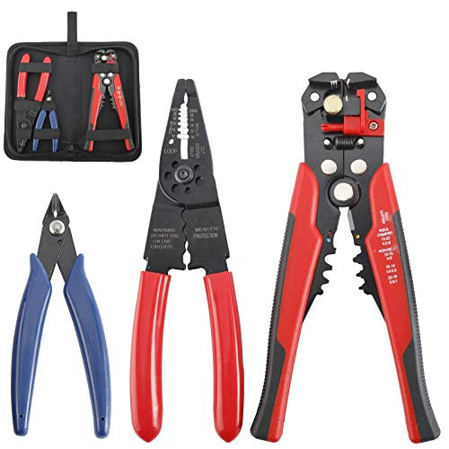 Patioer Wire Stripper Crimping Tool Kit 8 Inch Self-Adjusting Wire Stripper Automatic Wire Stripping Tool with Multi-Tool Wire Cutter and Wire Cutter Cutting Pliers Tool with Storage Bag