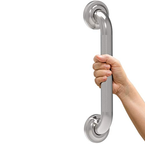 SAFETYBEAUTY 12 inches Decorative Stainless Steel Grab Bar with Knurled Anti-Skid Grip ADA Compliant 500lbs Supporting Polished Nickel