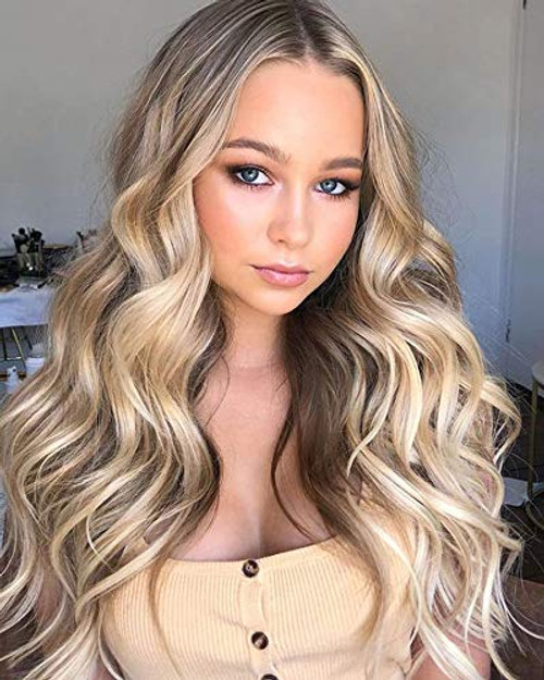 Long Wavy Ash Blonde Wig Natural Synthetic None Lace Front Wigs For Women Middle Part Glueless Daily Wear Long Wavy Ash Blonde Wig Natural Synthetic None Lace Front Wigs For Women Middle Part Glueless Daily Wear