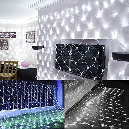 SurSynch LED Net Lights 8 Modes Low Voltage Connectable 6_6ft x 9_8ft LED Net Mesh Light Fairy String Lights with Remote Timer for Christmas Wedding Background Halloween OutdoorWhite