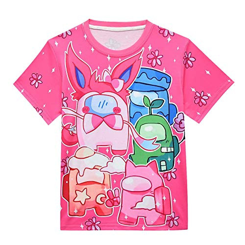 Girls Shirts Imposter Fashion Video Game Amoung Us Merch Kids Gifts Gamer Girl Short Sleeve Tee Youth 3D Print Crewmate T-Shirts 9-12 Years Red