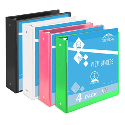 4 Pack 2 Inch 3 Ring BindersDesigned for of 8_5 Inch x 11 Inch PaperCustomizable Clear View Cover for OfficeSchool File Organizer