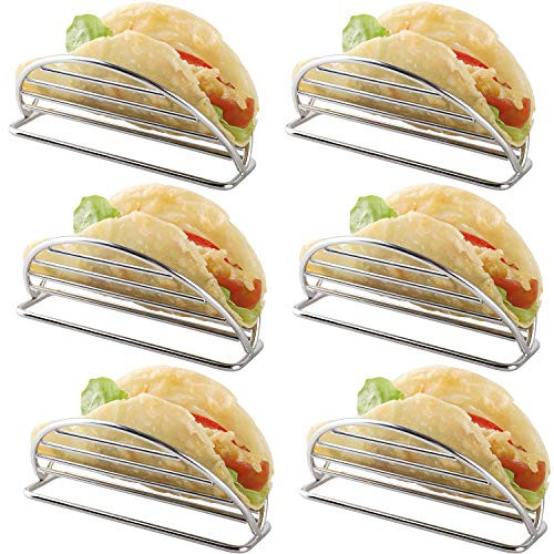 Taco Holder Stand Stainless Steel Taco Rack Tray Stand Up Holders Kitchen Set for Tortillas Burritos Parties  and  Restaurants Taco Holders