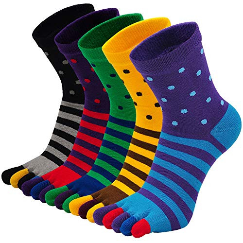 ZAKASA Mens Toe Socks Cotton Five Finger Crew Socks Athletic Running Socks 5 Pack ZAKASA Mens Toe Socks Cotton Five Finger Crew Socks Athletic Running Socks 5 Pack