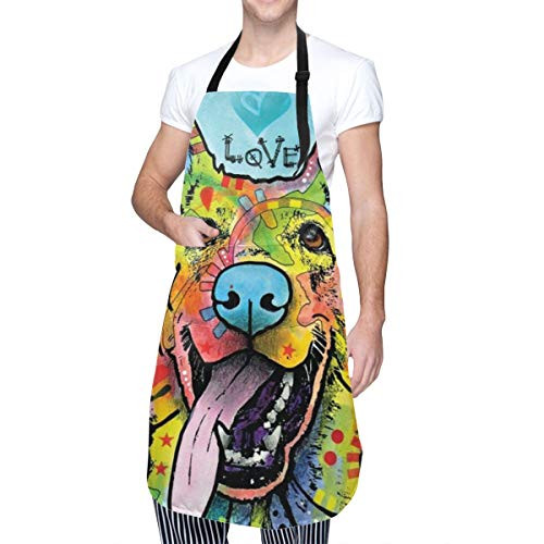 FUNINDIY Funny Bib Apron with 2 Pockets and Extra Long Ties Waterdrop Resistant Adjustable Kitchen Chef Apron for Men Women - Love and A Dog German Shepherd Apron - 33 x 28 FUNINDIY Funny Bib Apron with 2 Pockets and Extra Long Ties Waterdrop Resistant Adjustable Kitchen Chef Apron for Men Women - Love and A Dog German Shepherd Apron - 33 x 28
