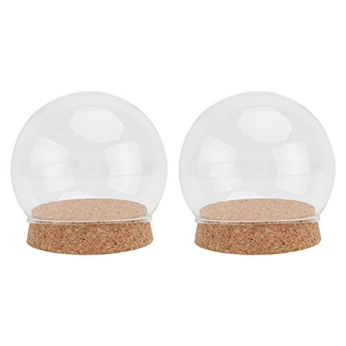 Cabilock 2pcs Glass Cloche Bell Jar Display Dome Preserved Flower Cover with Base Glass Terrarium Decorative Showcase for Preserved Flower