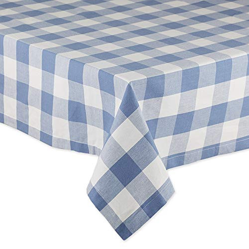 DII Buffalo Check Collection Classic Tabletop Tablecloth 52x52 Stonewash Blue
