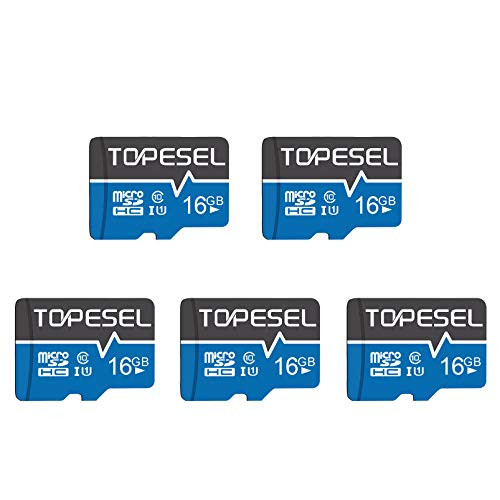 TOPESEL 16GB Micro SD Card 5 Pack Memory Cards Micro SDHC UHS-I TF Card Class 10 for CemeraDroneDash Cam5 Pack U1 16GB