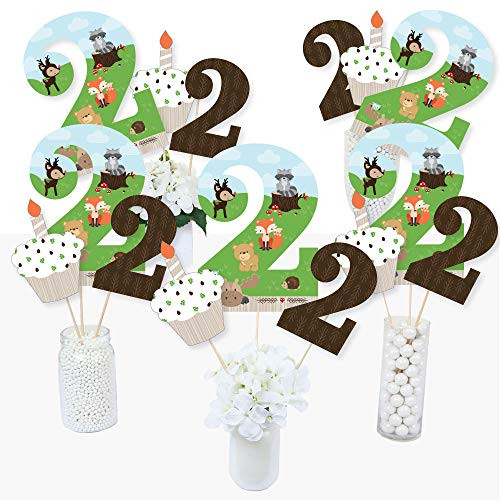 2nd Birthday Woodland Creatures - Second Birthday Party Centerpiece Sticks - Table Toppers - Set of 15
