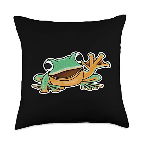 Frog Lover Gifts Cute Illustration Owner Love Frogs Gift Throw Pillow 18x18 Multicolor