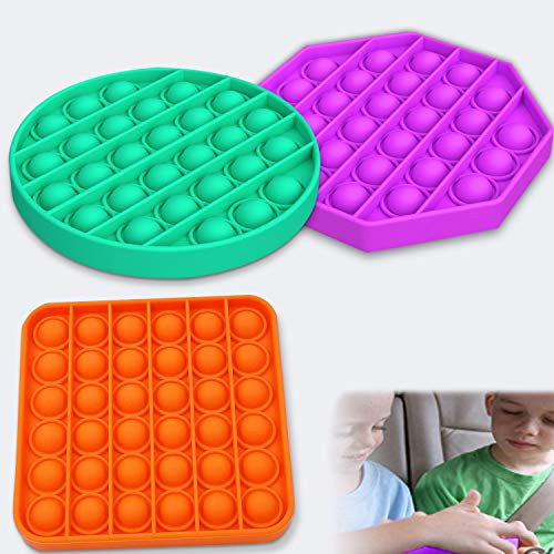 Lytoybe 3Pack Push pop Bubble Fidget Sensory Toy Stress Reliever Toy Autism Special Needs Stress Reliever Silicone Stress Reliever Toy Squeeze Sensory OrangeGreenPurple