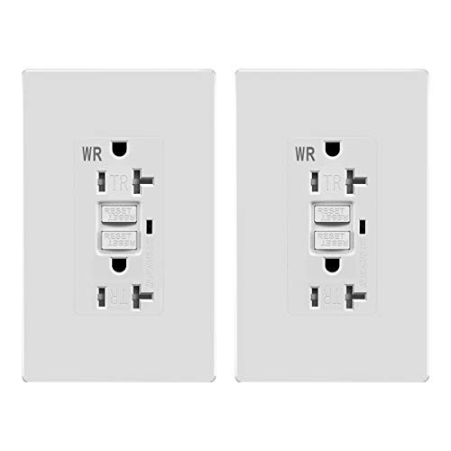 20A GFCI WR TR Outlet Self-testing Weather Resistant Tamper Resistant Receptacle 20A GFCI Self test WR TR 2pack