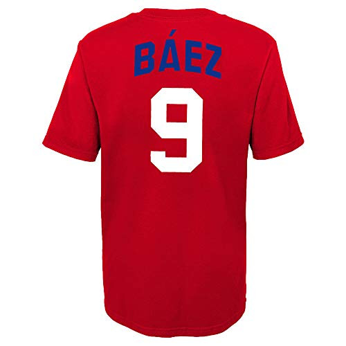 Outerstuff MLB Youth 8-20 Team Color Alternate Primary Logo Name and Number Player T-Shirt 10-12 Javier Baez Chicago Cubs Red Alternate