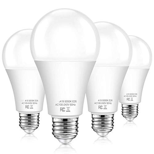 Dusk to Dawn Light Bulbs Outdoor 100 Watt Equivalent 11W Automatic OnOff Sensor Light Bulb Daylight 5000K A19 Outdoor LED Light Bulbs Photocell for Porch Garage Yard Security E26 Base 4-Pack Dusk to Dawn Light Bulbs Outdoor 100 Watt Equivalent 11W Automatic OnOff Sensor Light Bulb Daylight 5000K A19 Outdoor LED Light Bulbs Photocell for Porch Garage Yard Security E26 Base 4-Pack