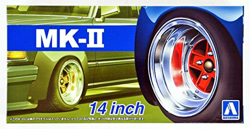 Aoshima 124 Scale Mark II 14 Inch Wheel Set - Plastic Model Buiding Set  53881