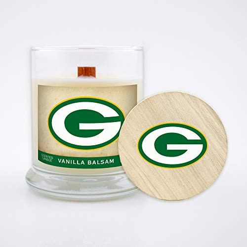 Worthy Promo NFL Green Bay Packers Gifts 8oz Scented Candle Soy Wax wWood Wick and Lid Vanilla Balsam Worthy Promo NFL Green Bay Packers Gifts 8oz Scented Candle Soy Wax wWood Wick and Lid Vanilla Balsam