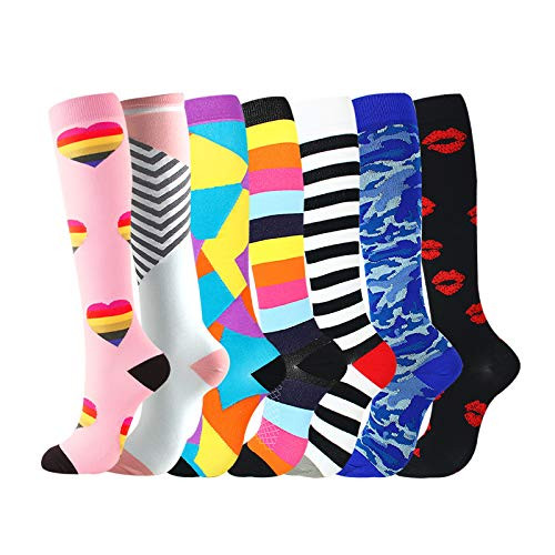 Compression Socks for Women Men Circulation 7 Pairs 15-20 mmHg Best Support for Athletic Running Cycling Travel Fitness STYLE 2Sm Compression Socks for Women Men Circulation 7 Pairs 15-20 mmHg Best Support for Athletic Running Cycling Travel Fitness STYLE 2Sm