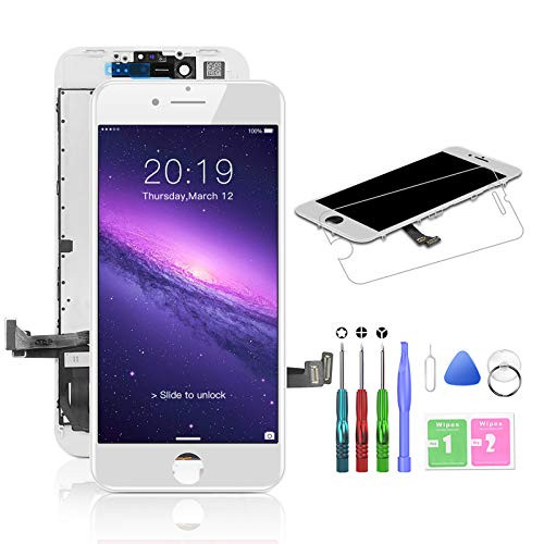 HTECHY Compatible with iPhone 8 Screen Replacement White4_7 Display with 3D Touch Screen LCD Digitizer Assembly  Repair Tools Kit Screen Protector