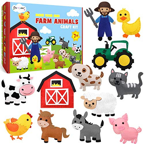 CiyvoLyeen Farm Animals Sewing Craft Kit Felt Plush Animal DIY Craft Sewing for Girls and Boys Beginners Educational Sewing Kit Includes 12 Projects CiyvoLyeen Farm Animals Sewing Craft Kit Felt Plush Animal DIY Craft Sewing for Girls and Boys Beginners Educational Sewing Kit Includes 12 Projects