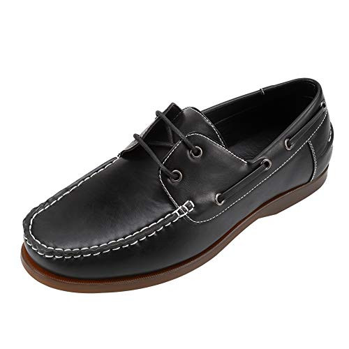 CREPUSCOLO Mens Slip-on Loafer Classic Casual Lace Up Boat Shoes Breathable Soft Walking ShoesNumeric_11_Point_5 Black