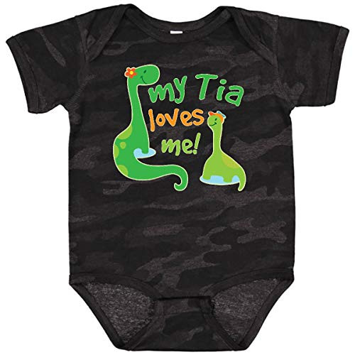 inktastic My Tia Loves Me Dinosaur Infant Creeper 24 Months Storm Camo 2ea4d