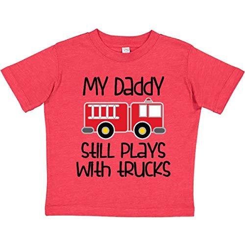 inktastic Firefighter Daddy Plays Toddler T-Shirt 5-6 Retro Heather Red 2ea5d