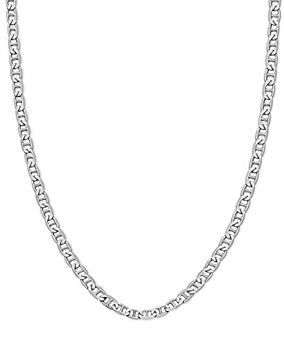 Savlano 925 Sterling Silver 3_5mm Italian Solid Flat Mariner Link Chain Necklace for Men  and  Women - Made in Italy Comes Gift Box 18 3_5mm