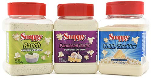 Snappy Popcorn Seasoning Variety Pack Ranch 12 oz Parmesan Garlic 14 oz and White Cheddar 12 oz